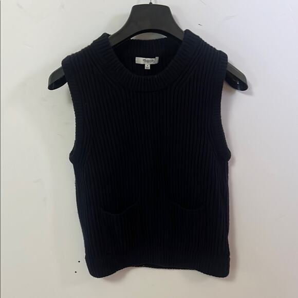 MADEWELL MERINO‎ WOOL VEST POCKETS IN FRONT CREW NECK SWEATER SIZE S - Picture 1 of 10